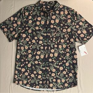 RVCA Men's Black Floral Casual Shirt
